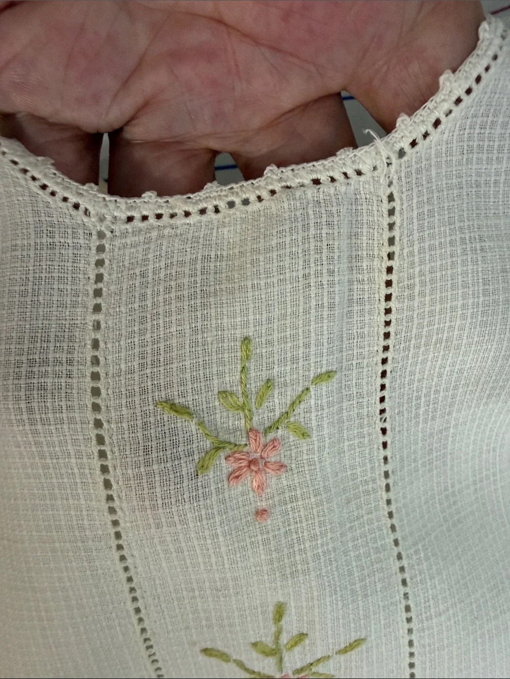 Antique c1920s Handmade Baby Shirt Hand Embroidery Pintucks Heirloom Sewing